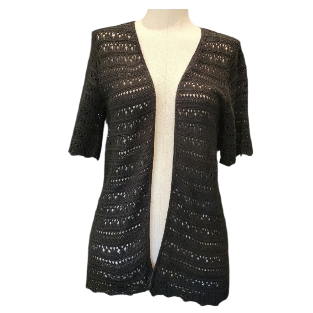 CHRISTOPHER & BANKS BLACK OPEN FRONT CARDIGAN